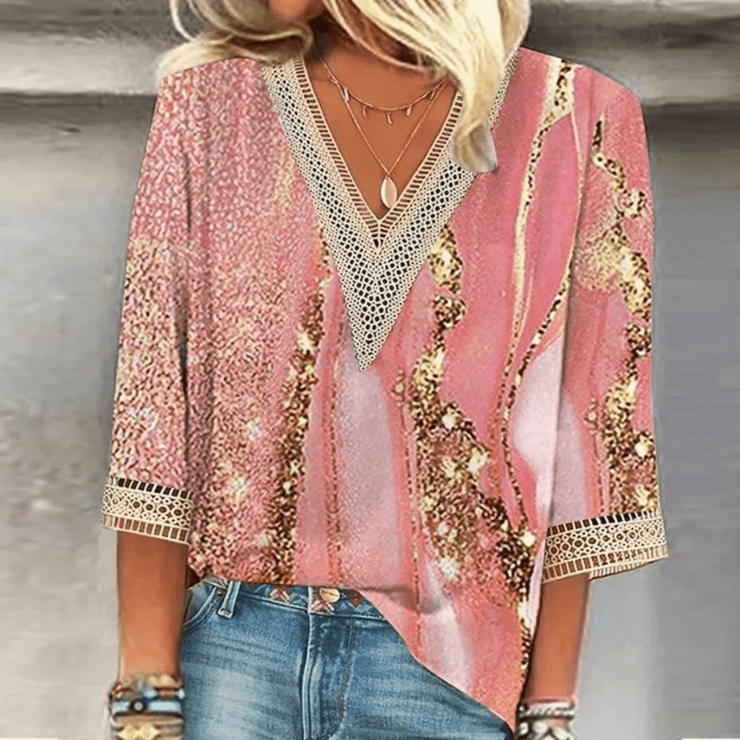Levoire | Blouse Élégante À Col En V Rose