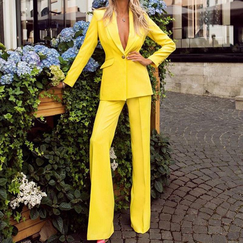 Levoire | Blazer Costume Pour Femmes Jaune