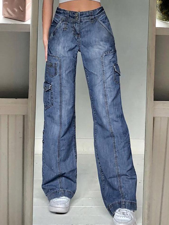 Levoire | Bleichte Cargo Jeans Avec Poches Bleu