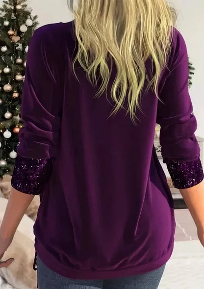 Levoire | Blouse Patchwork Avec Manches Longues Et Paillettes Pour Femmes