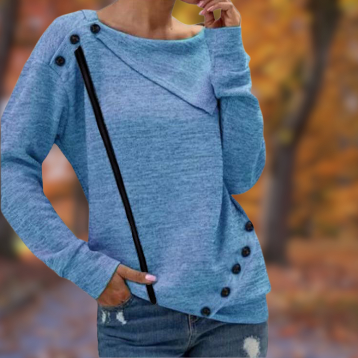 Levoire | Pull Fendu Sur Les Côtés Chic Hiver Bleu