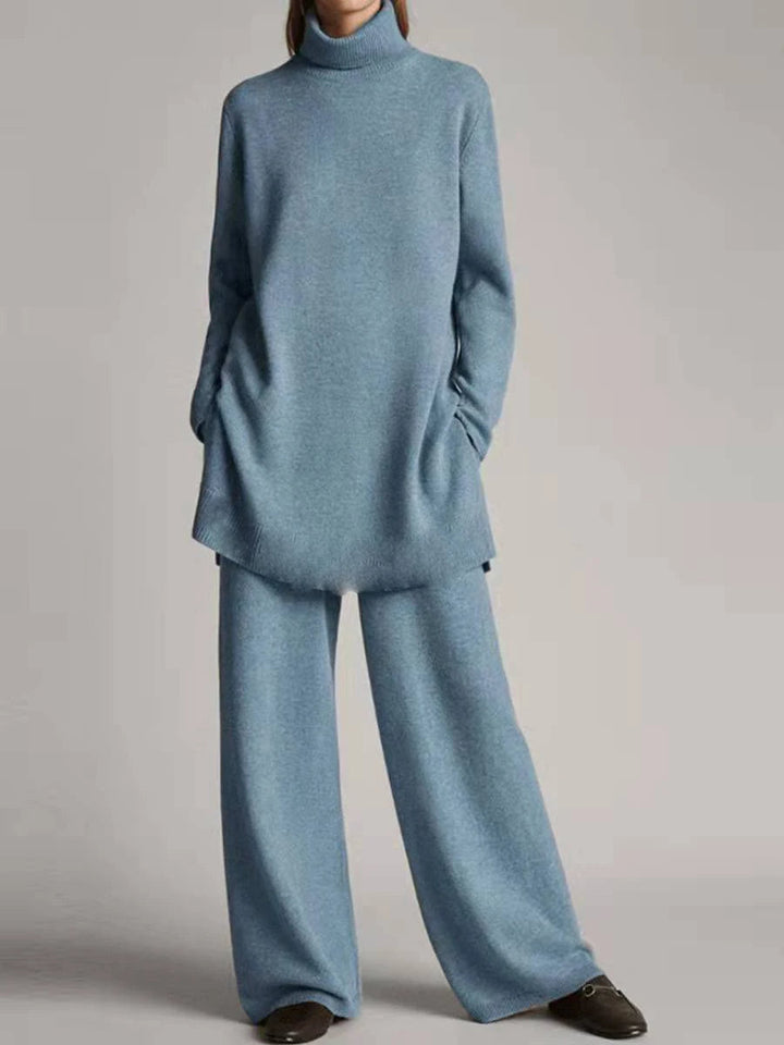 Levoire | Ensemble Élégant Avec Col Roulé Bleu