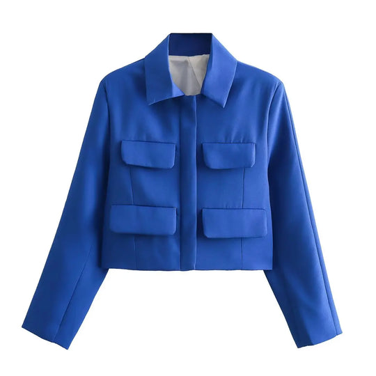 Levoire | Veste Longue À Boutons Et Multiples Poches Bleu