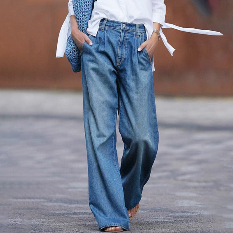 Levoire | Pantalons En Jean À Jambes Larges De Haute Qualité Bleu