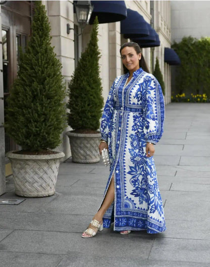 Levoire | Robe Maxi Fleurie Bleu