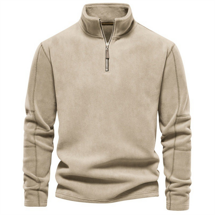 Levoire | Pull Fleece Avec Col Zippé Beige