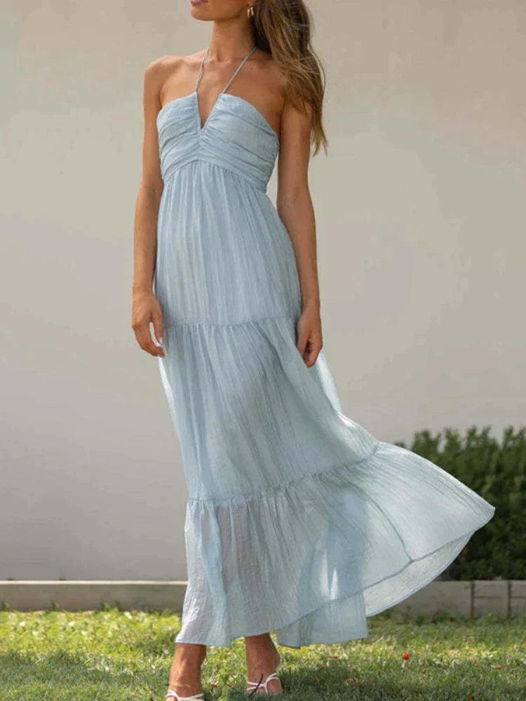 Levoire | Robe Halter En Chiffon Bohème Pour L'Été