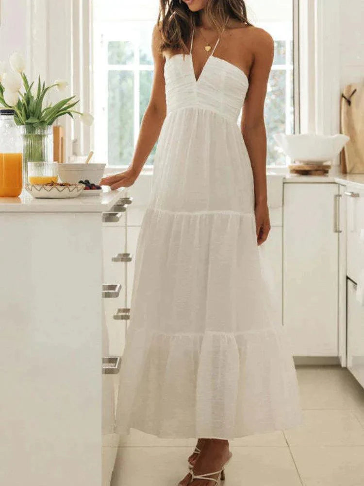 Levoire | Robe Halter En Chiffon Bohème Pour L'Été