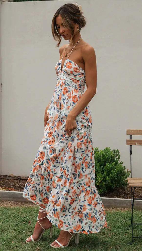 Levoire | Robe Halter En Chiffon Bohème Pour L'Été