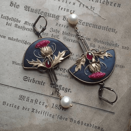 Levoire | Boucles D'Oreilles Avec Perles Et Cristal Rouge