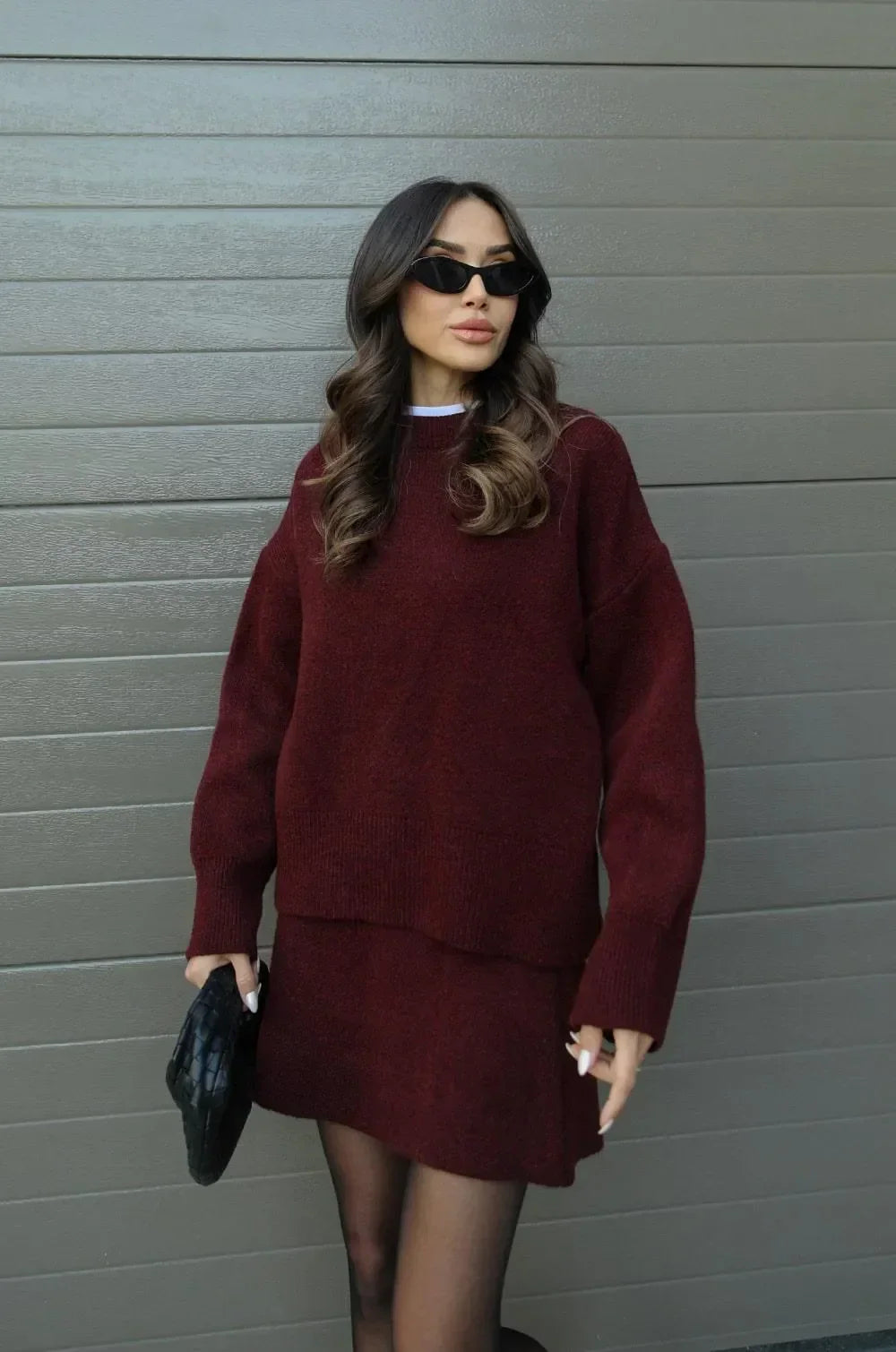 Levoire | Ensemble Tricot Avec Haut Et Jupe Rot