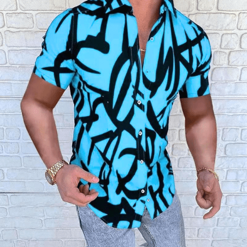 Levoire | Chemise Homme Homme Chemise À Manches Courtes Confortable & Tendance Bleu