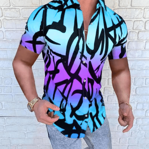 Levoire | Chemise Homme Homme Chemise À Manches Courtes Confortable & Tendance Lilas