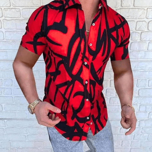 Levoire | Chemise Homme Homme Chemise À Manches Courtes Confortable & Tendance Rot