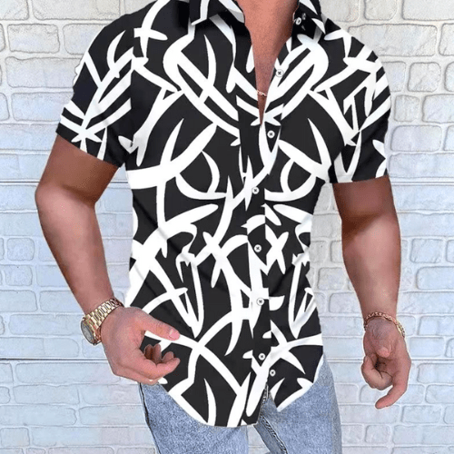 Levoire | Chemise Homme Homme Chemise À Manches Courtes Confortable & Tendance Noir