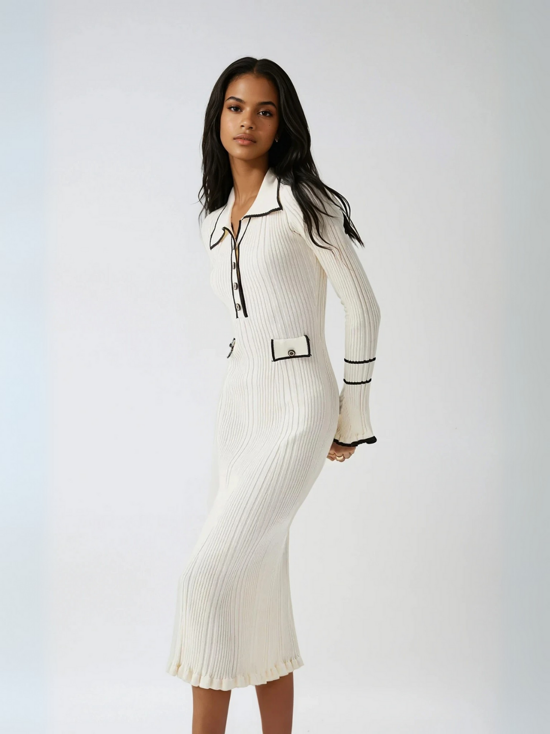 Levoire | Robe Midi Plissée À Imprimé Contrasté Élégante