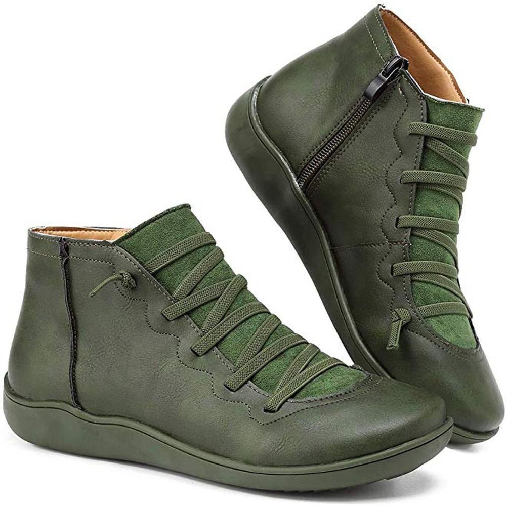 Levoire | Bottines Courtes Pour Femmes Avec Système De Laçage Unique Idéal Pour Des Looks Décontractés Vert
