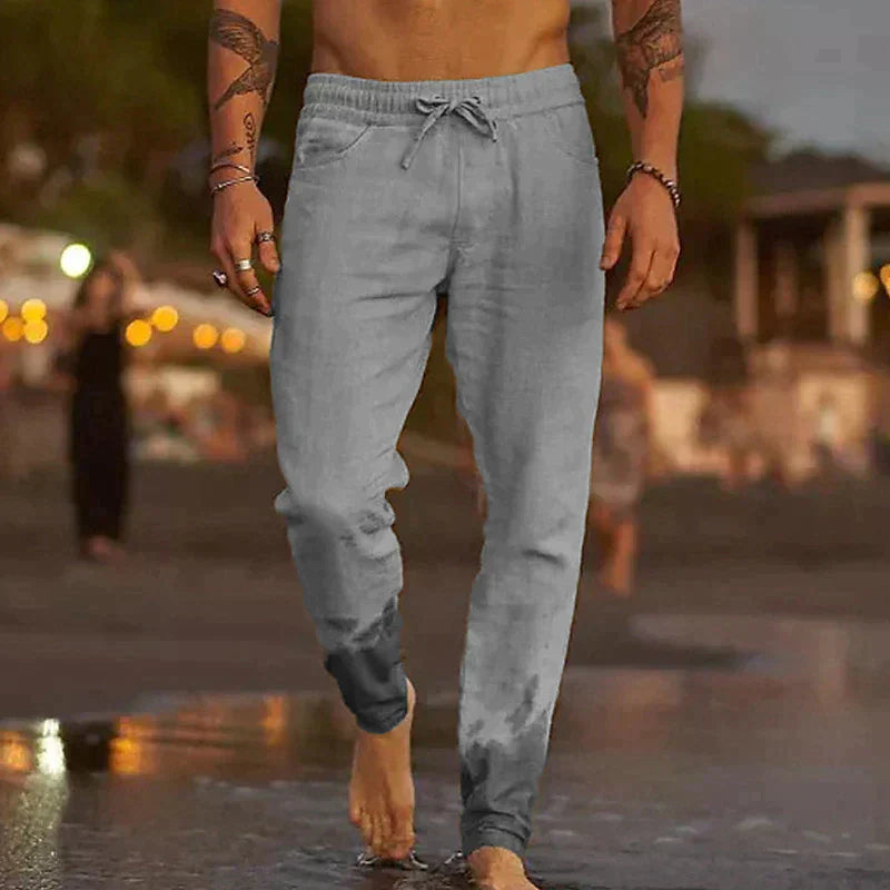 Levoire | Pantalon En Lin Pour Hommes Gris