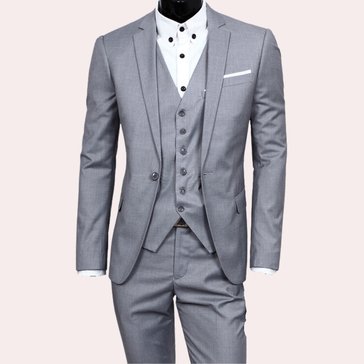Levoire | Ensemble pour homme élégant 3 pièces blazer, gilet et pantalon pour événements formels et professionnels Gris