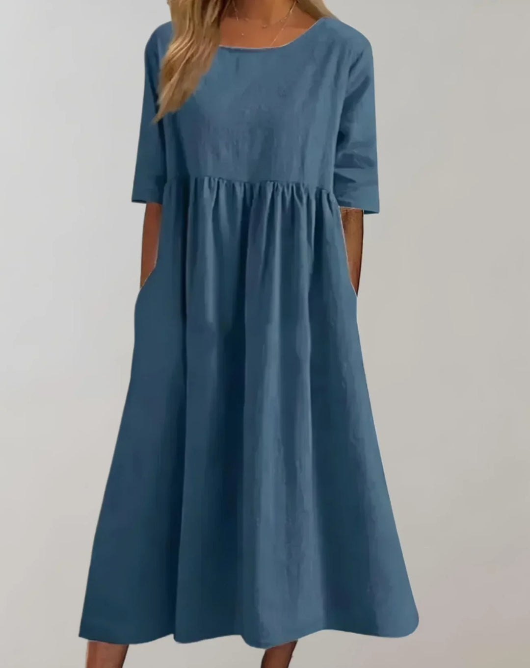 Levoire | Robe En Coton Pour Femmes À Coupe Décontractée Confortable, Élégante & Polyvalente Bleu