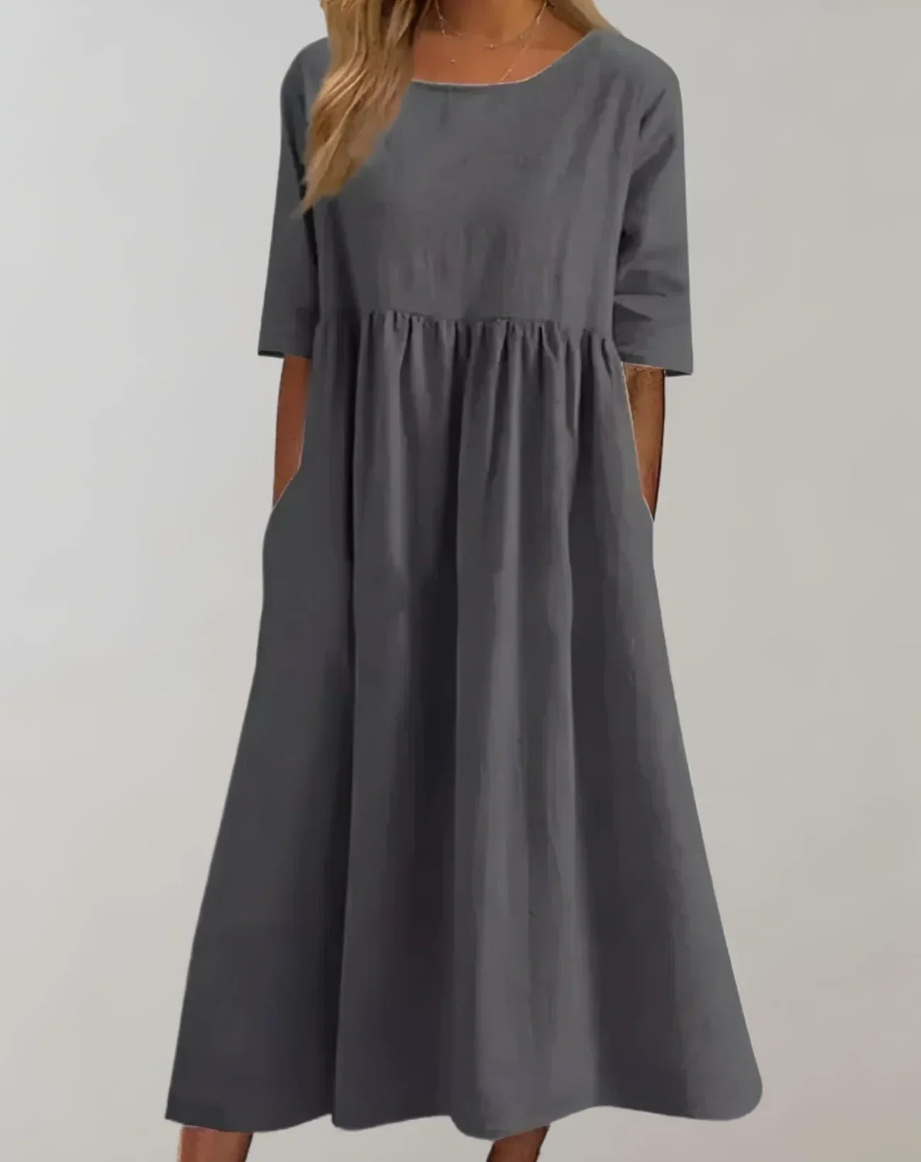 Levoire | Robe En Coton Pour Femmes À Coupe Décontractée Confortable, Élégante & Polyvalente Gris