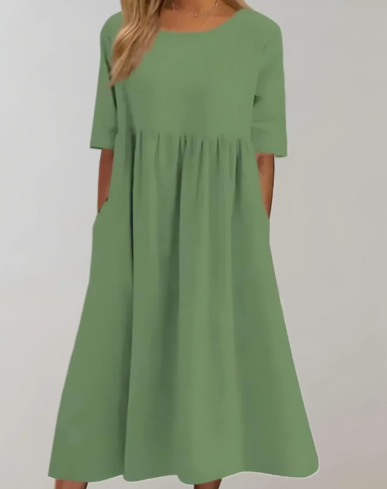 Levoire | Robe En Coton Pour Femmes À Coupe Décontractée Confortable, Élégante & Polyvalente Vert clair