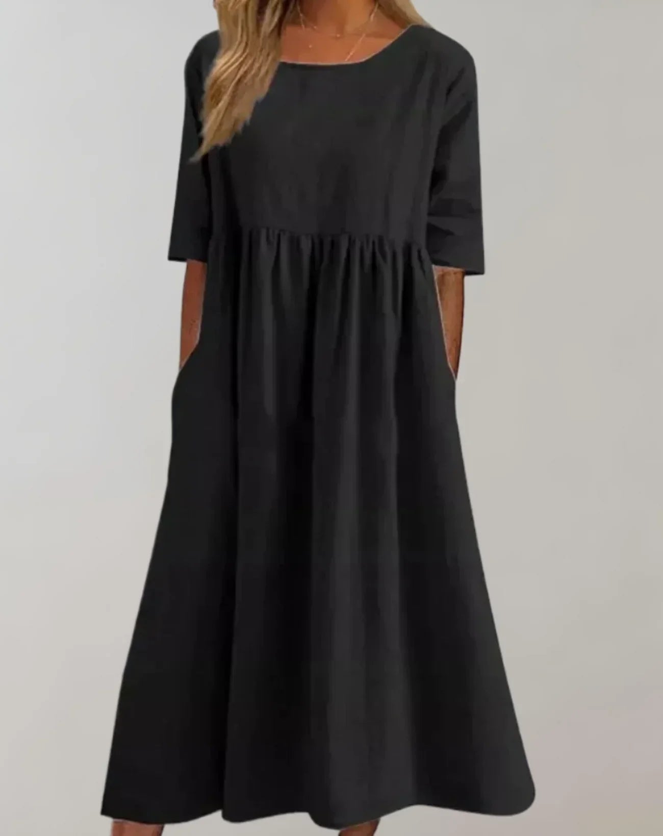 Levoire | Robe En Coton Pour Femmes À Coupe Décontractée Confortable, Élégante & Polyvalente Noir