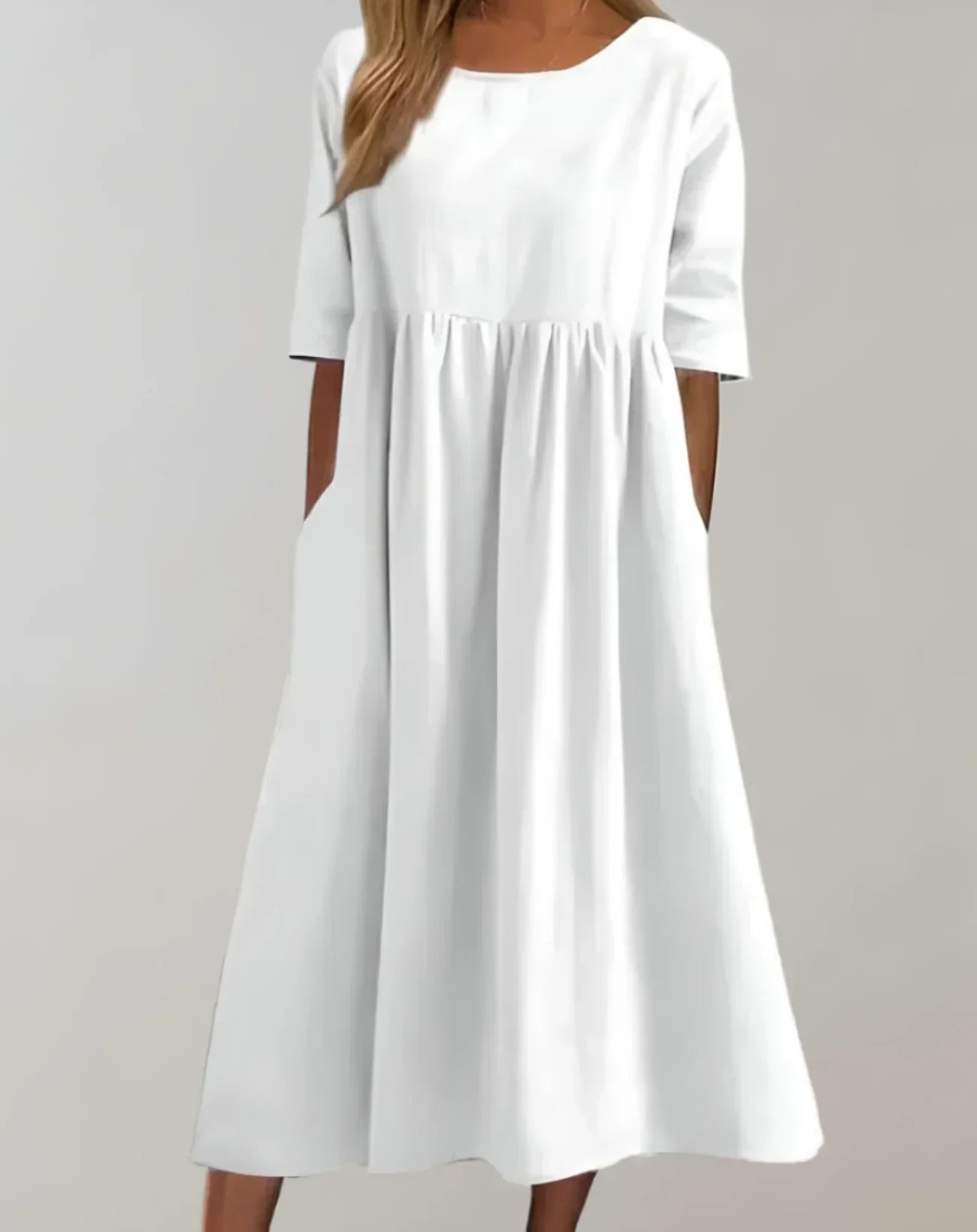 Levoire | Robe En Coton Pour Femmes À Coupe Décontractée Confortable, Élégante & Polyvalente Blanc