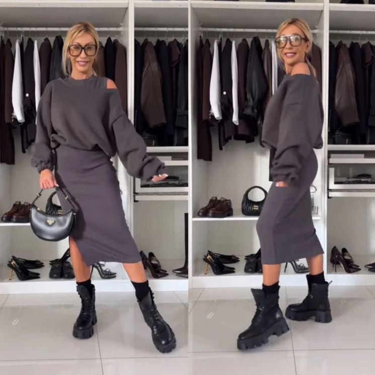 Levoire | Robe de coordination élégante sans effort Gris