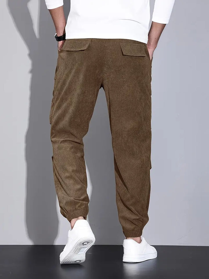 Levoire | Pantalon Cargo Pour Homme En Velours Côtelé, Confortable, Pantalon De Jogging Avec Poches Dans Un Style Streetwear