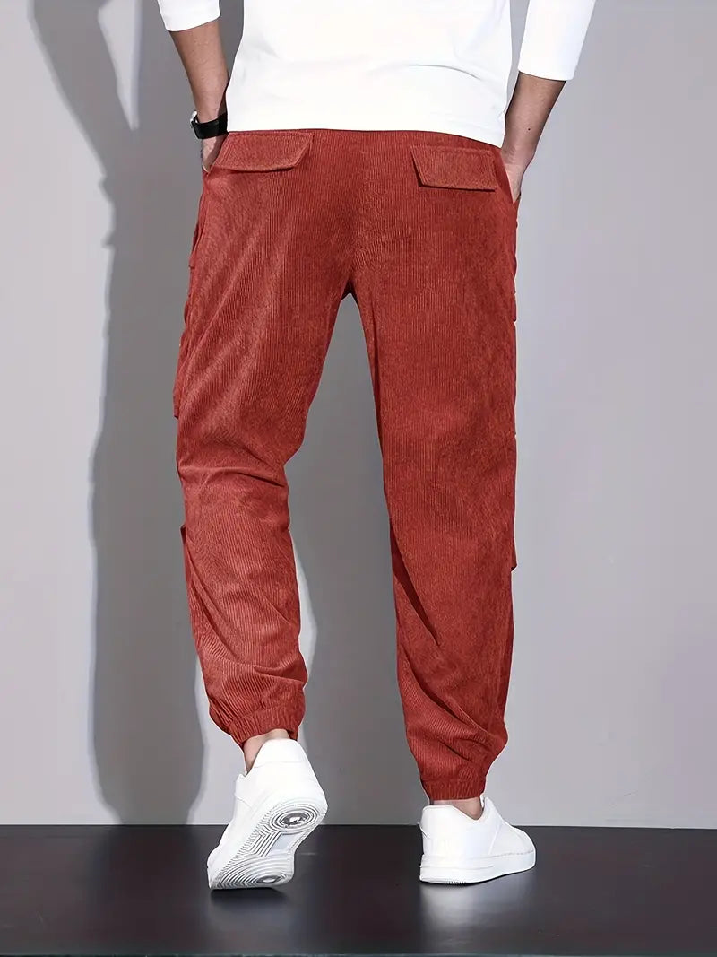 Levoire | Pantalon Cargo Pour Homme En Velours Côtelé, Confortable, Pantalon De Jogging Avec Poches Dans Un Style Streetwear