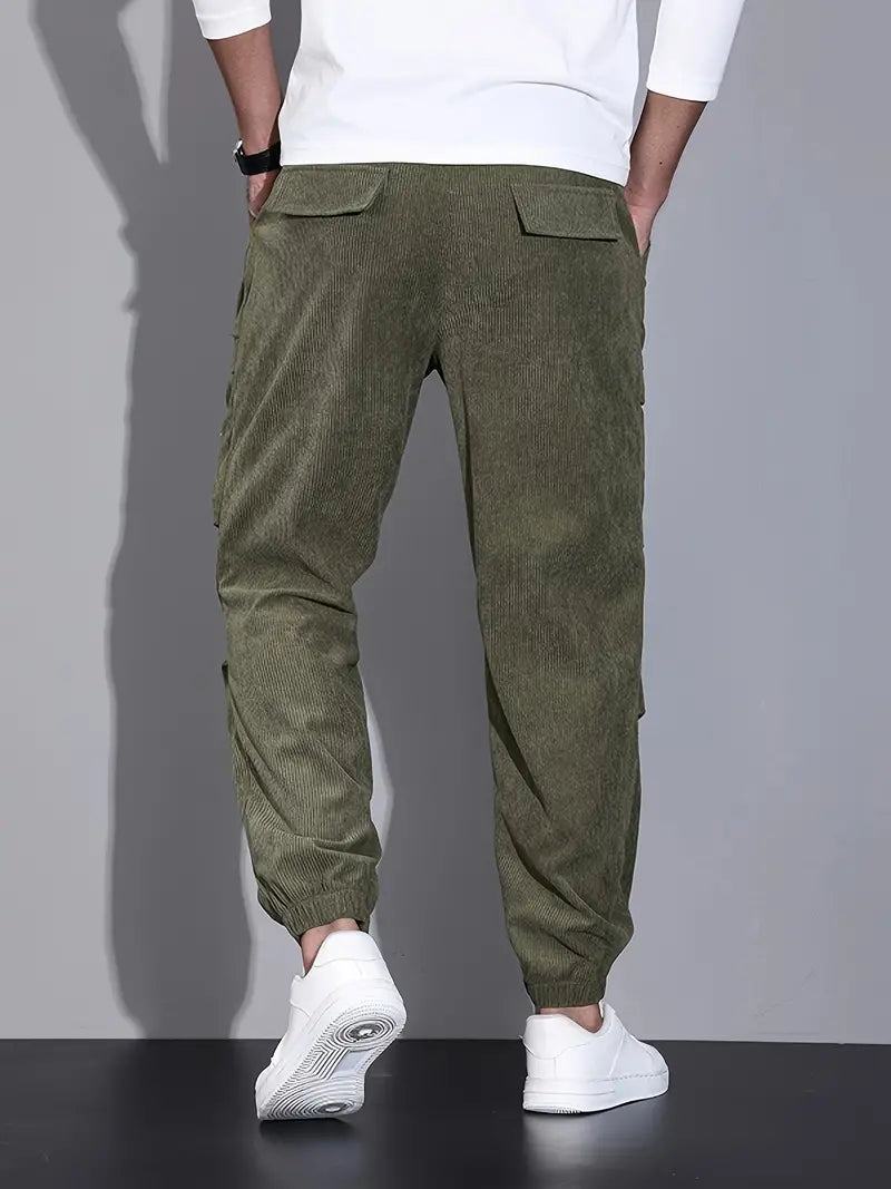 Levoire | Pantalon Cargo Pour Homme En Velours Côtelé, Confortable, Pantalon De Jogging Avec Poches Dans Un Style Streetwear