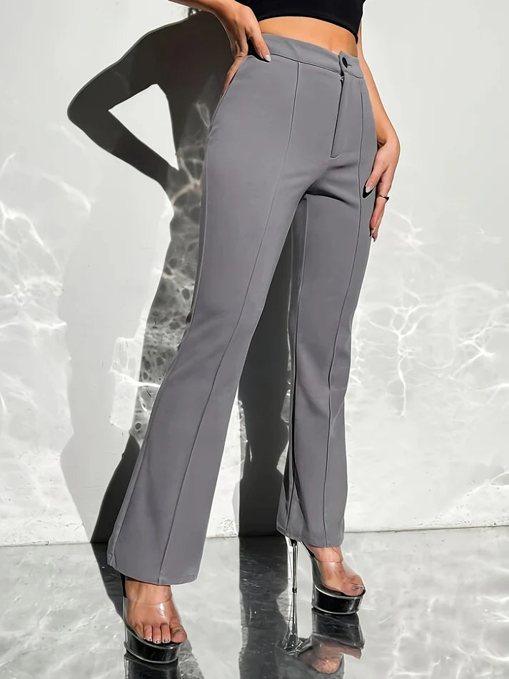 Levoire | Pantalons Droits À Taille Haute Confortables Avec Bouton