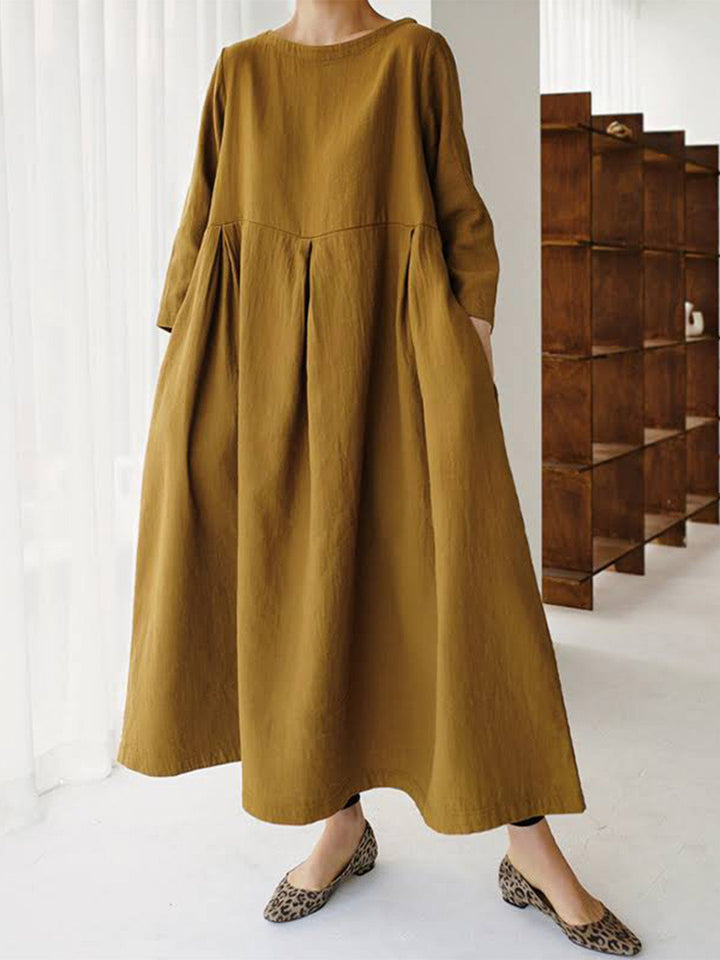 Levoire | Robe Ample En Lin Avec Poches Latérales Marron