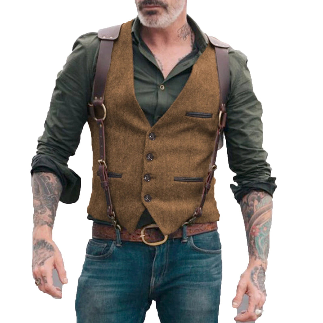 Levoire | Gilet pour hommes motif hallowristi Braun