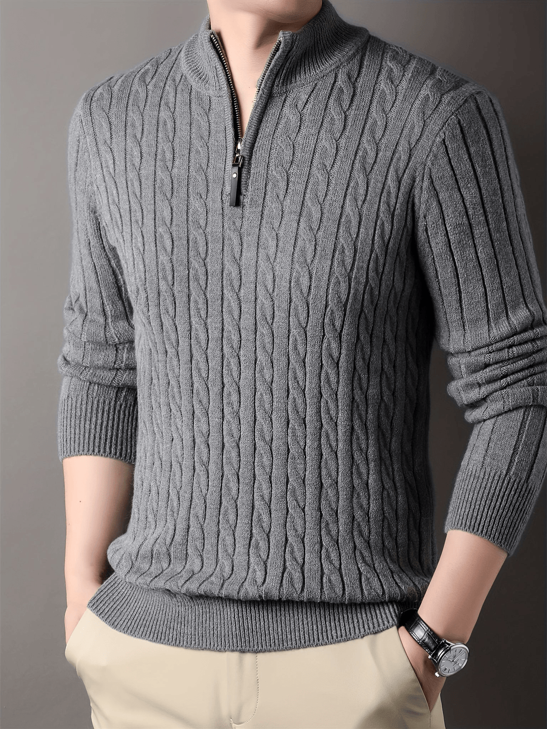 Levoire | Pull avec fermeture éclair Pulls pour hommes Gilet Gris