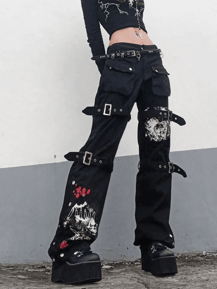 Levoire | Ceinture À Boucles Jeans Cargo Imprimés Noir