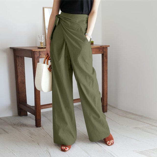 Levoire | Pantalon Enveloppant Élégant À Taille Haute Vert