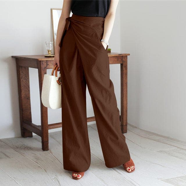 Levoire | Pantalon Enveloppant Élégant À Taille Haute Braun