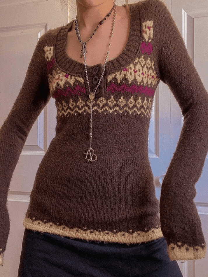 Levoire | Pull En Jacquard Avec Boutons Sur Le Devant