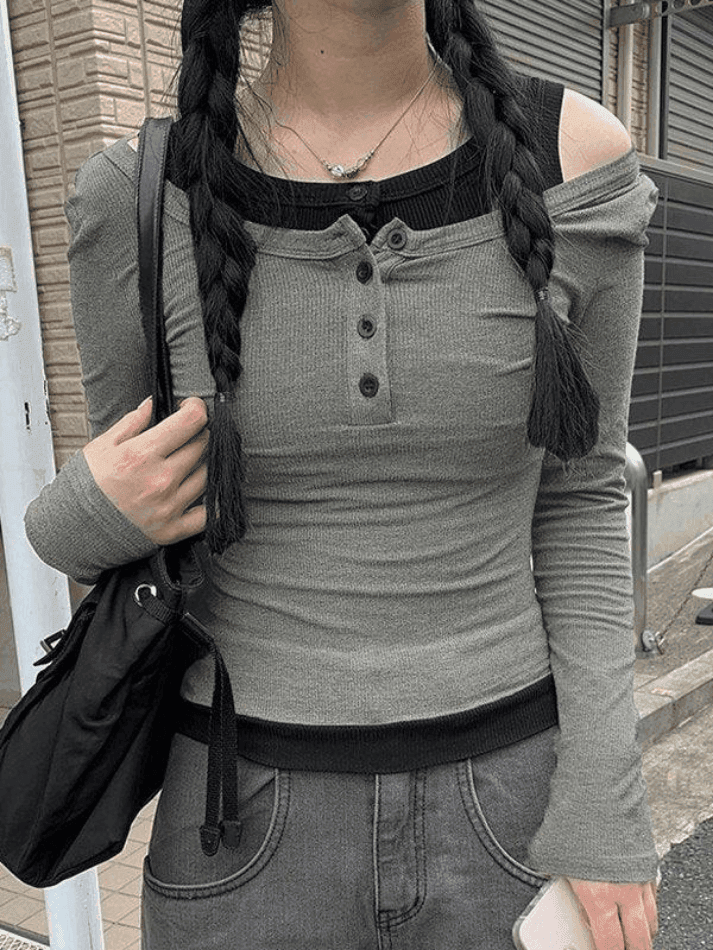 Levoire | Fermeture À Boutons Haut En Tricot À Manches Longues