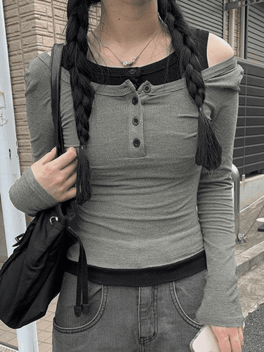 Levoire | Fermeture À Boutons Haut En Tricot À Manches Longues