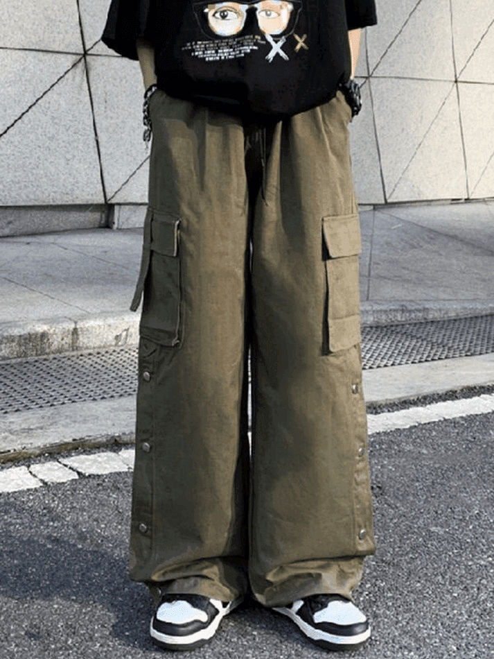 Levoire | Pantalon Cargo Avec Poches À Boutons Vert
