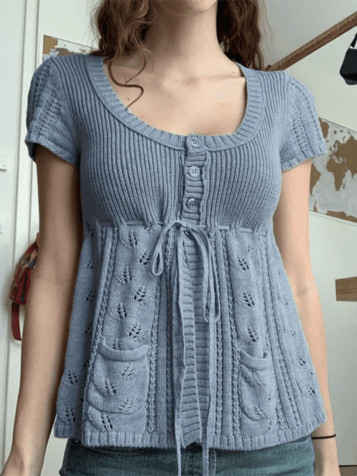 Levoire | Boutonnière Fente Devant Liant Haut En Tricot Gris