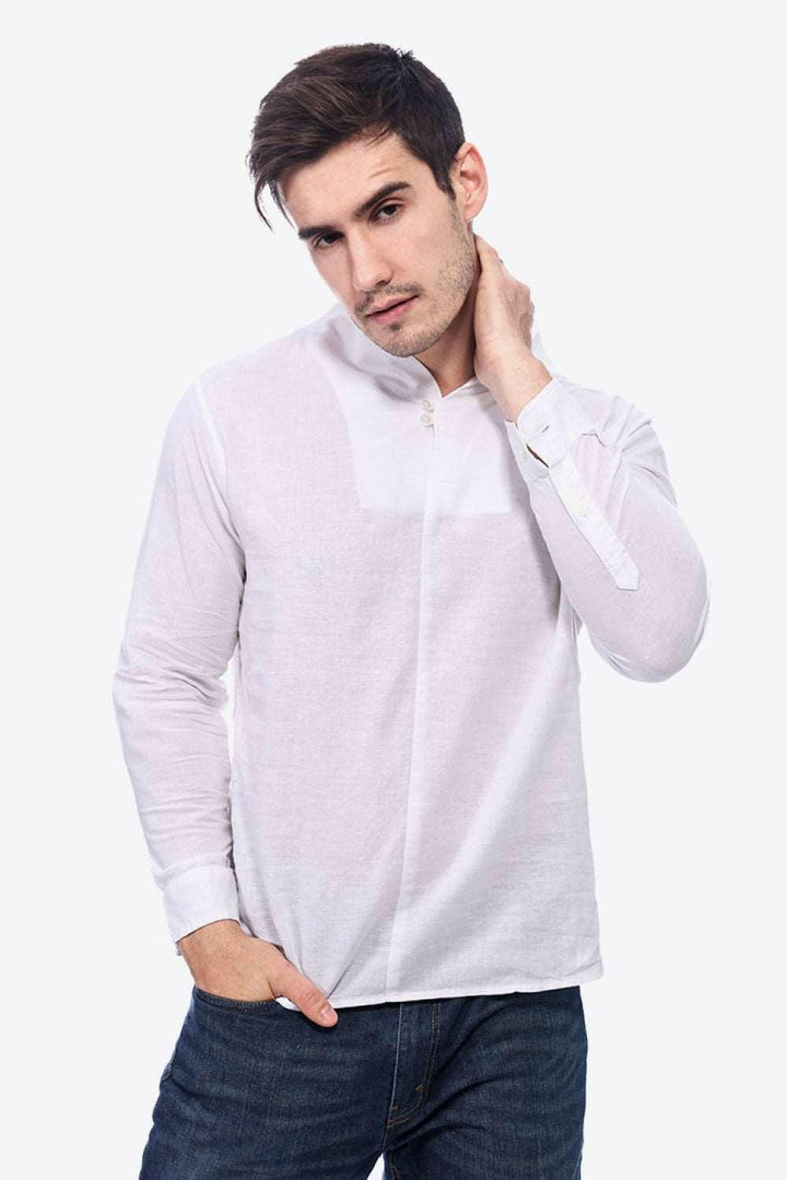 Levoire | Boutons T-Shirt En Lin À Décolleté En V Avec Manches Longues