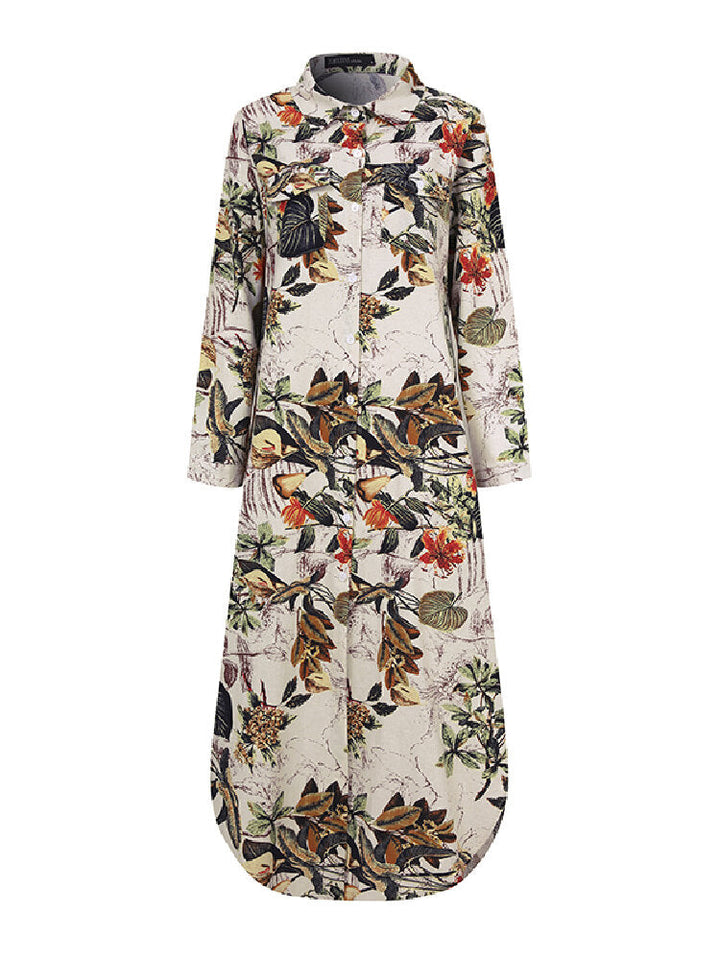Levoire | Robe Maxi À Manches Longues Pour Femmes Casual Printemps Automne Robe Chemise