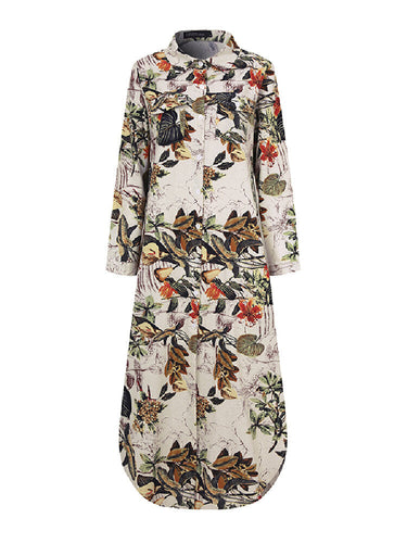 Levoire | Robe Maxi À Manches Longues Pour Femmes Casual Printemps Automne Robe Chemise
