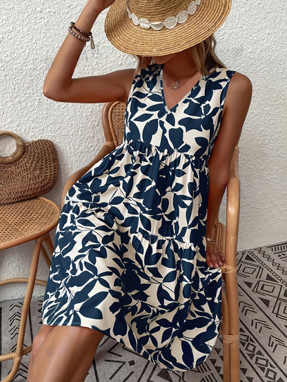 Levoire | Femme Robe débardeur à col en V - Bleu Bleu