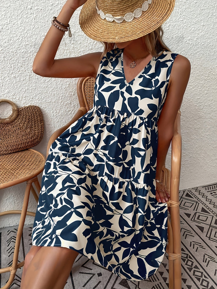 Levoire | Femme Robe débardeur à col en V - Bleu Bleu