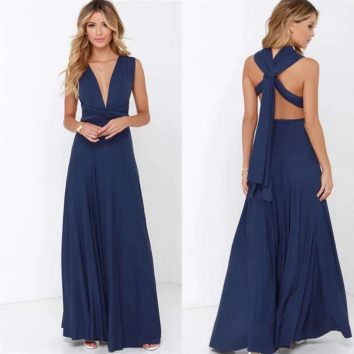 Levoire | Robe portefeuille à bretelles Bleu marine